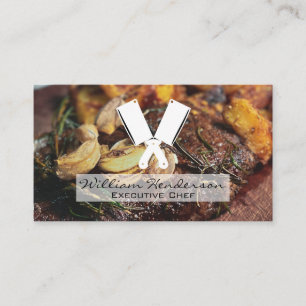 Steak and Mushrooms   Butcher Knives Business Card