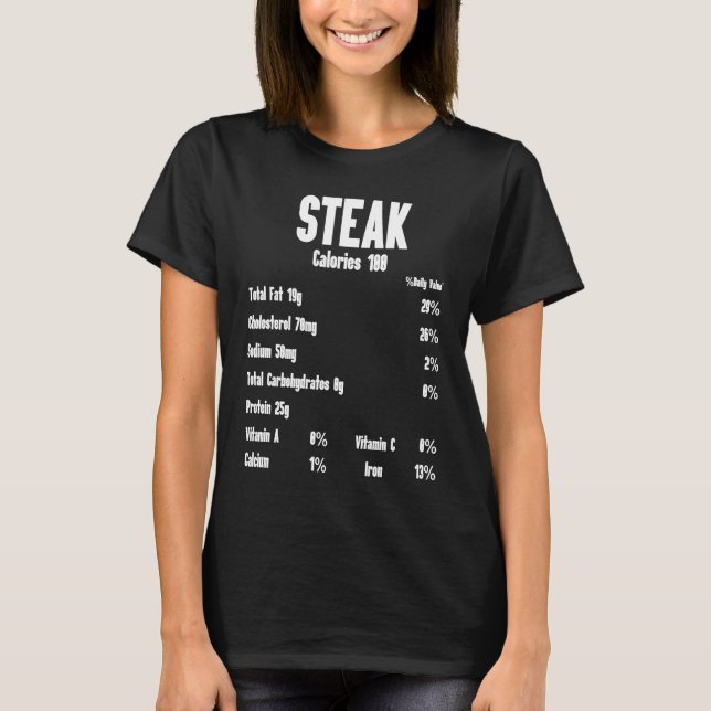 Steak Calories Raw Steak Meat Food Beef Cow Grilli T-Shirt (Front)