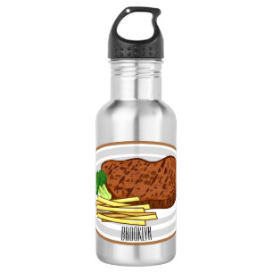 Steak cartoon illustration 532 ml water bottle