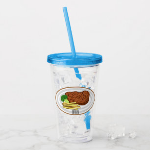 Steak cartoon illustration acrylic tumbler