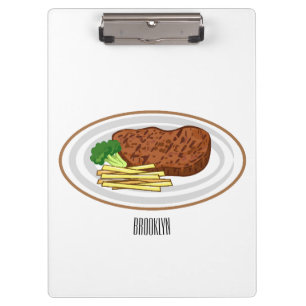 Steak cartoon illustration clipboard