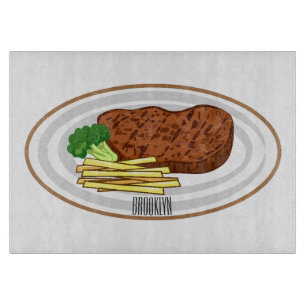 Steak cartoon illustration cutting board