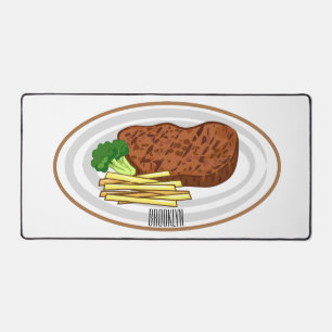 Steak cartoon illustration desk mat