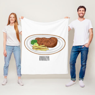 Steak cartoon illustration fleece blanket