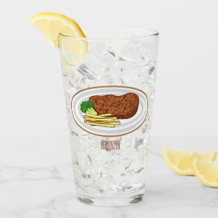 Steak cartoon illustration glass