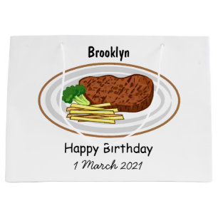 Steak cartoon illustration large gift bag