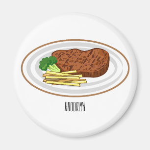 Steak cartoon illustration magnet