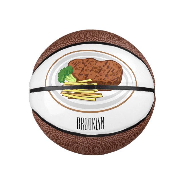 Steak cartoon illustration mini basketball (Front)