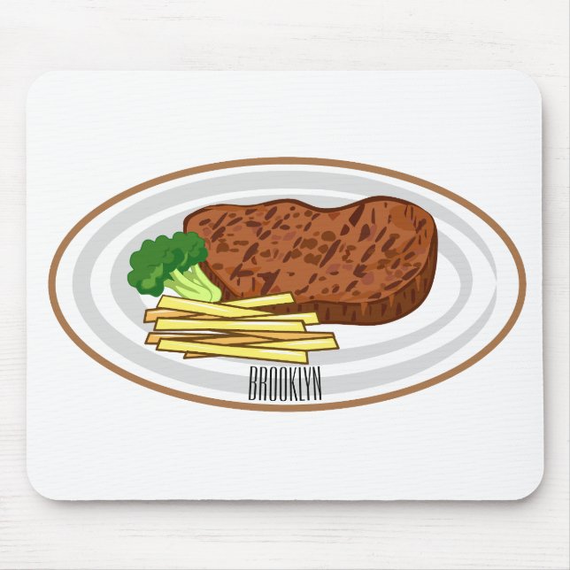 Steak cartoon illustration mouse pad (Front)