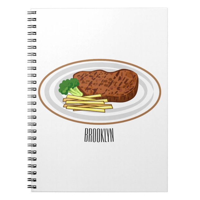 Steak cartoon illustration notebook (Front)