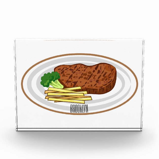 Steak cartoon illustration photo block (Front)