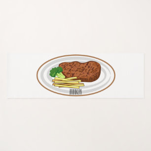 Steak cartoon illustration yoga mat