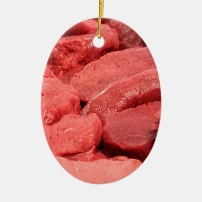 Steak Ceramic Tree Decoration (Front)