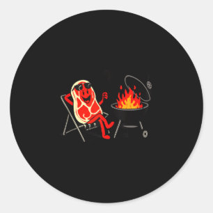 Steak dive funny cookout steak bbq grilling classic round sticker