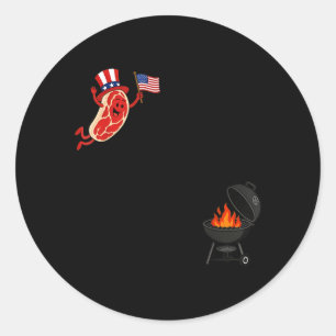 Steak Dom Dive Funny Uncle Sam Steak Flying Classic Round Sticker