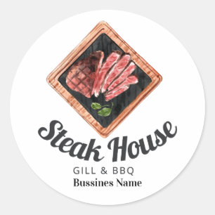 Steak Food Watercolor Classic Round Sticker