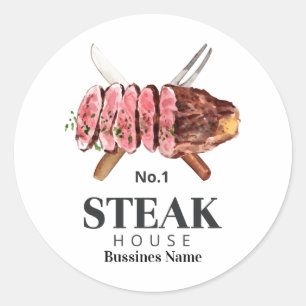 Steak Food Watercolor Classic Round Sticker