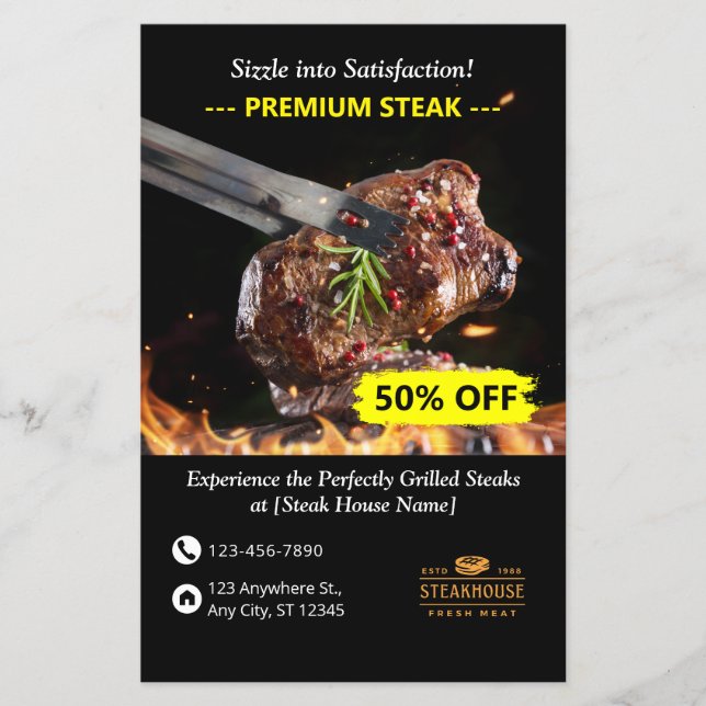 Steak House Specials Restaurant Flyer 2 side  (Front)