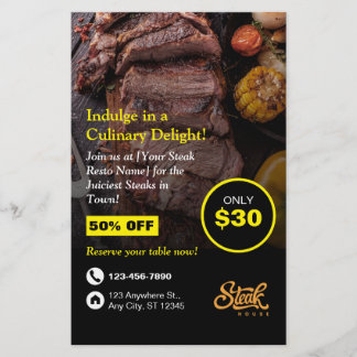 Steak House, Steak Resto, Restaurant Flyer