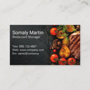 Steak Potatoes Tomatoes Mushrooms Business Card