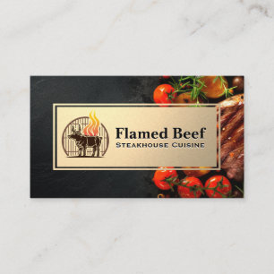 Steakhouse Logo Cooking Ingredients Culinary Business Card