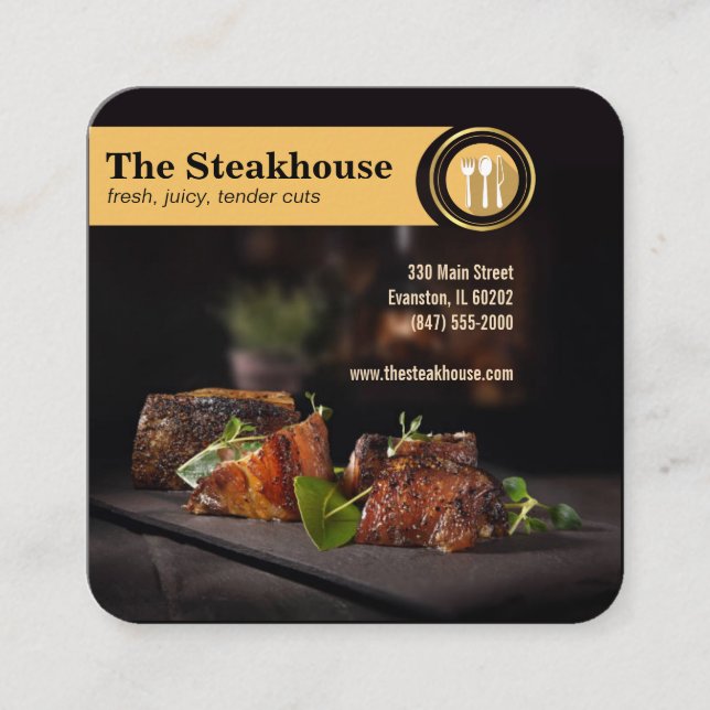 steakhouse restaurant business card (Front)
