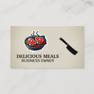 Steaks Cooking on the Grill Business Card