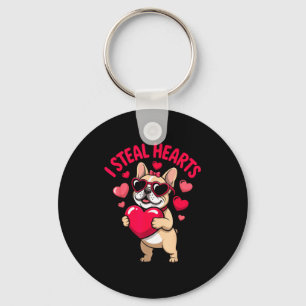 Steal hearts french bulldog valentine funny dog key ring