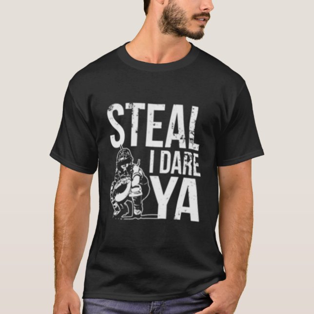 Steal I Dare Ya Softball Catcher Team Sport T-Shirt (Front)