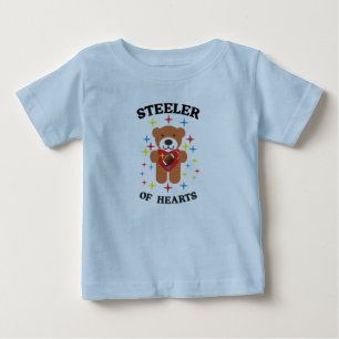 Stealer of Hearts Teddy Bear Football Baby T-Shirt
