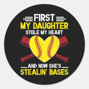 Stealin' Ses Softll Dad Of A Softll Player Father  Classic Round Sticker