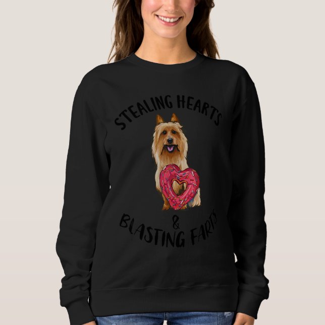 Stealing Heart Blasting Farts Australian Terrier V Sweatshirt (Front)
