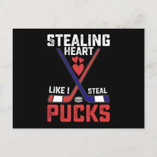 Stealing Heart Like I Steal Pucks Hockey Valentine Postcard