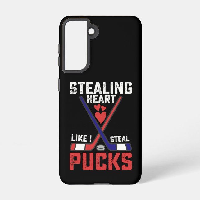 Stealing Heart Like I Steal Pucks Hockey Valentine Samsung Galaxy S21 Case (Back)