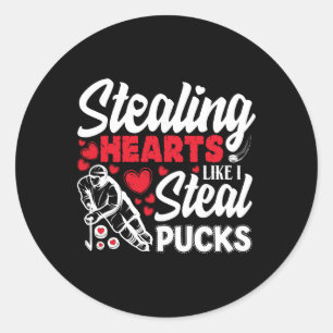 Stealing Heart Like I Steal Pucks Valentines Day H Classic Round Sticker
