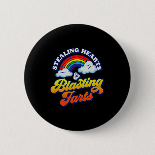 Stealing Hearts & Blasting Farts Funny Rainbow 6 Cm Round Badge
