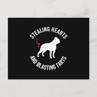 Stealing Hearts And Blasting Farts Boston Terrier Holiday Postcard
