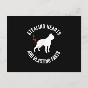 Stealing Hearts And Blasting Farts Boston Terrier Postcard