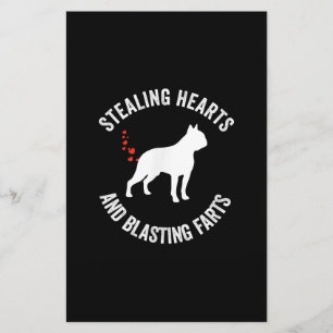 Stealing Hearts And Blasting Farts Boston Terrier Stationery