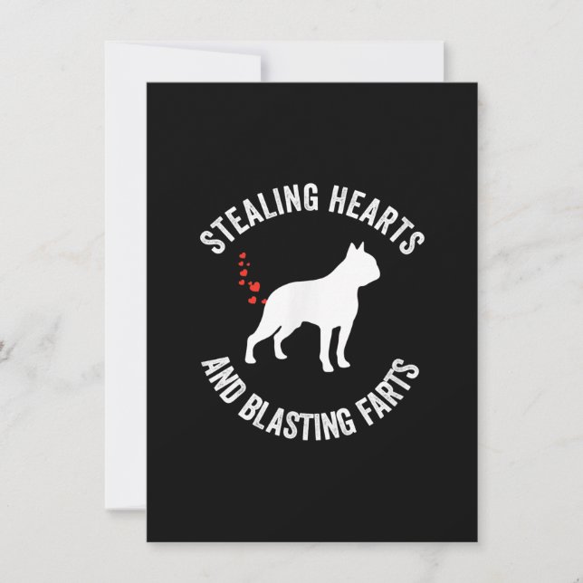 Stealing Hearts And Blasting Farts Boston Terrier Thank You Card (Front)