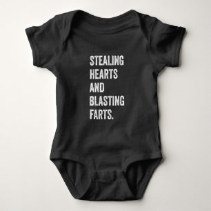 Stealing Hearts And Blasting Farts Retro Funny Baby Bodysuit