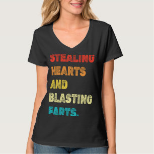 Stealing Hearts And Blasting Farts Retro Vintage T-Shirt