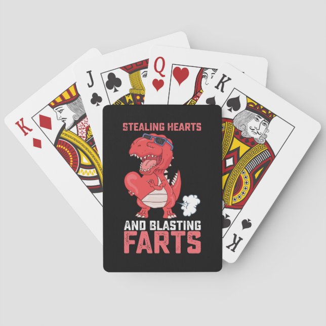 Stealing Hearts And Blasting Farts T Rex Dinosaur Playing Cards (Back)