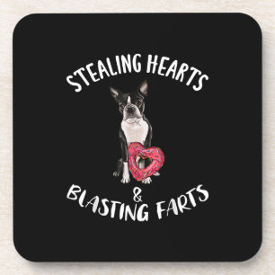 Stealing Hearts Blasting Farts Boston Terrier Coaster