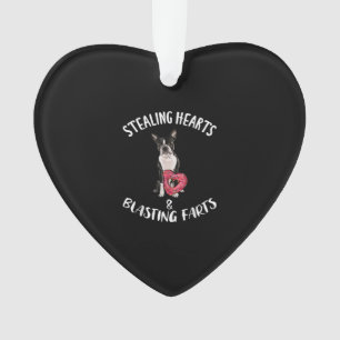 Stealing Hearts Blasting Farts Boston Terrier Ornament
