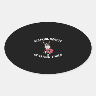 Stealing Hearts Blasting Farts Boston Terrier Oval Sticker