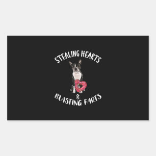 Stealing Hearts Blasting Farts Boston Terrier Rectangular Sticker