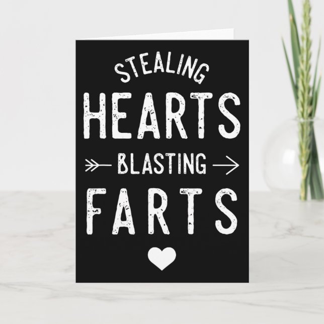 Stealing Hearts Blasting Farts Funny Valentine's D Card (Front)