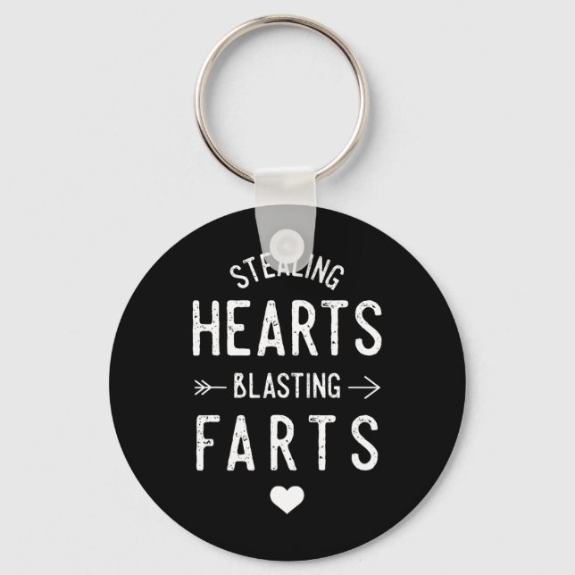 Stealing Hearts Blasting Farts Funny Valentine's D Key Ring (Front)