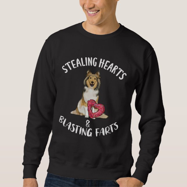 Stealing Hearts Blasting Farts Shetland Sheepdog V Sweatshirt (Front)